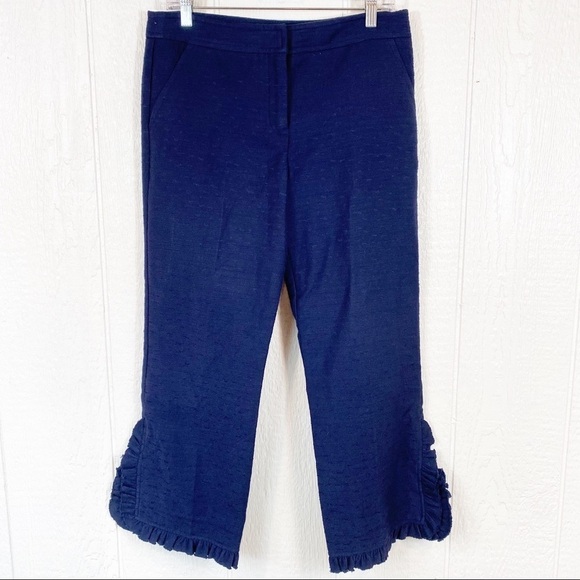 NEW Trina Turk Blue Jet Stream Ruffle Pants - Picture 1 of 12